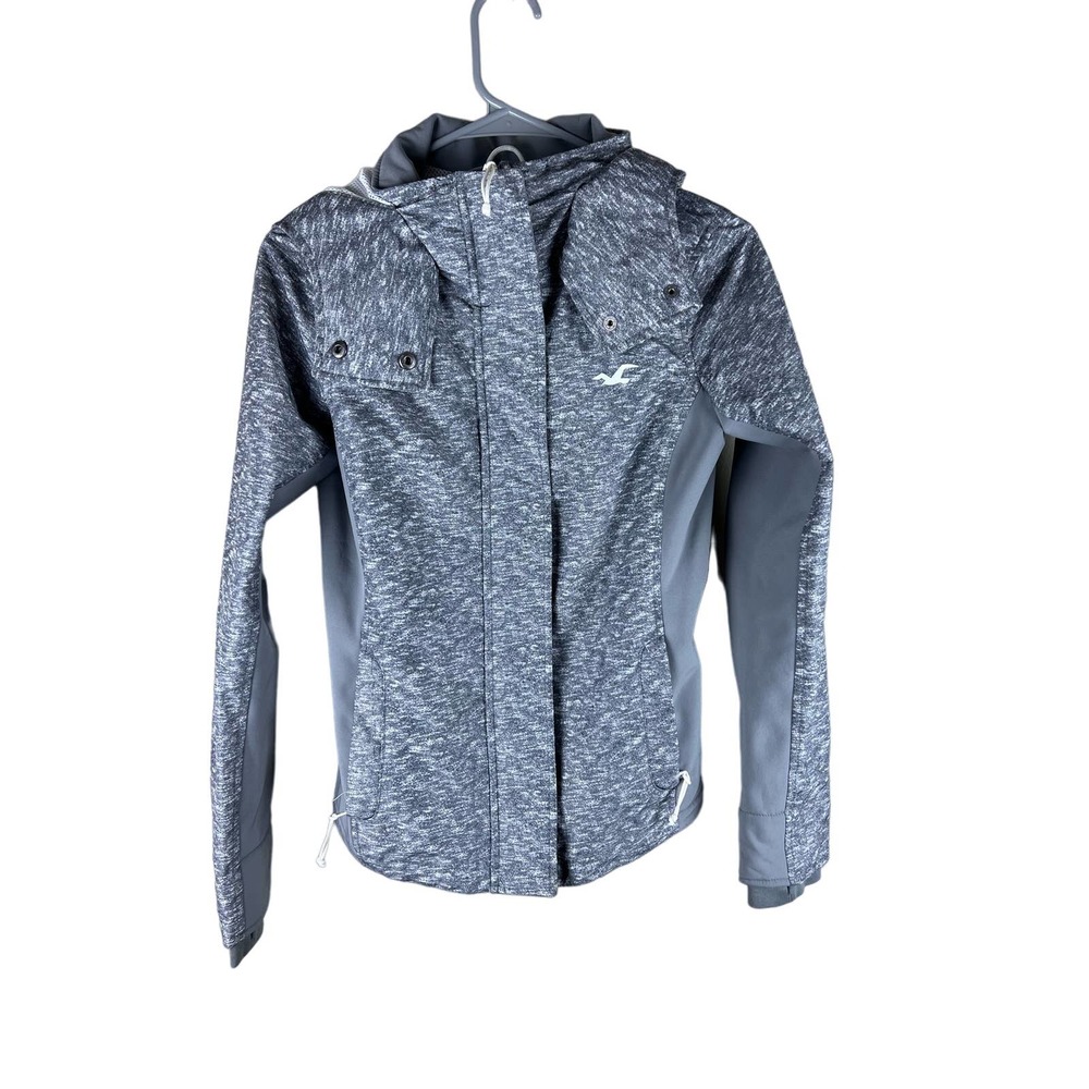 Hollister All Weather Gray Zip Up Hooded Jacket Coat Women’s Size XS